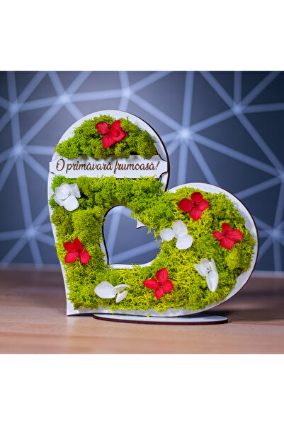 Creators of Crafts Placheta Inima Cu Licheni Si Hortensii- O Primavara Frumoasa