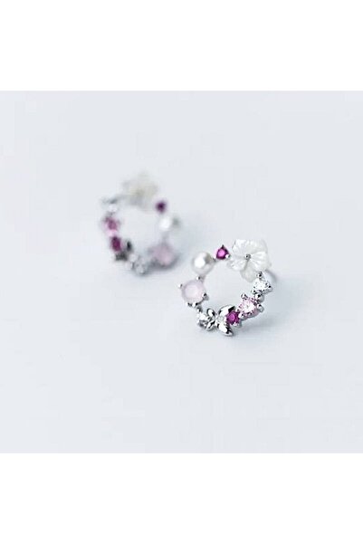 Ezera Cercei din argint cu floare și perlă