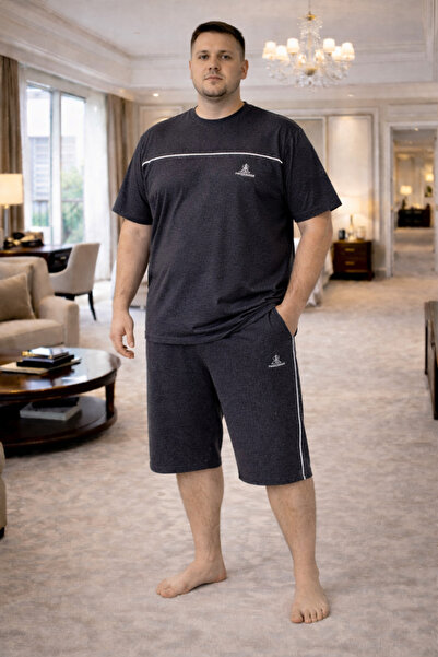 YUYİ Polo Republi̇ca 95% Cotton Short Sleeves Plus Size Men's Capri Pajama Se...