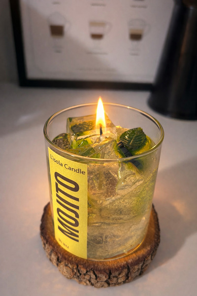 maykids Mojito Kokulu El Yapımı Jel Wax Mum – Bardak Tasarımlı Dekoratif Mu