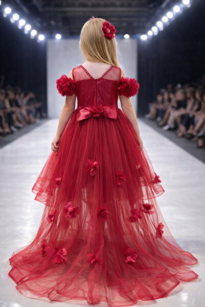 MİSS RAİN ÇIKARILABİLİR KUYRUKLU ÇİÇEK DETAYLI ÖN KISA ARKA UZUN BONCUKLU KIZ...