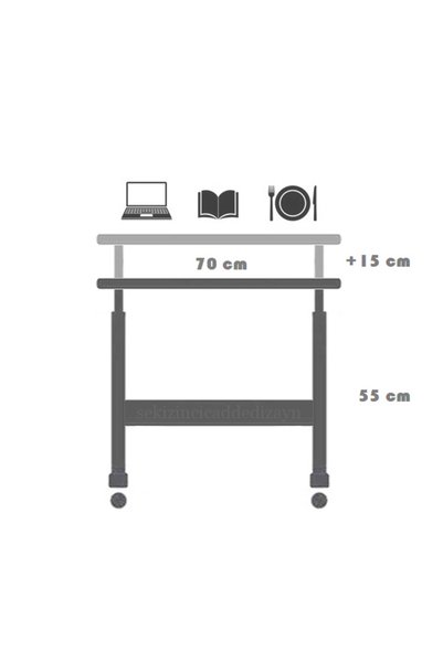 servetavcı Bamboo Height Adjustable Laptop and Tablet Stand Work Desk - Atlantic Pine 70X40 (with Wheels)
