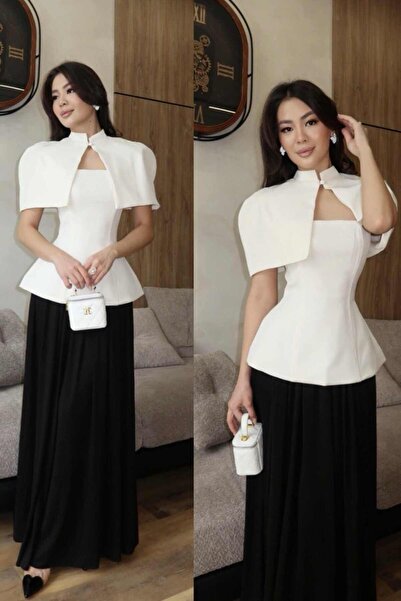 LUV STUDİOS CO Dual-Use 2-Piece Black Blouse Set (2 in 1)