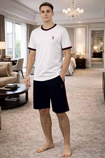 YUYİ Polo Republi̇ca Cyclone Neck Short Sleeve Men's Shorts Pajama Set 3427