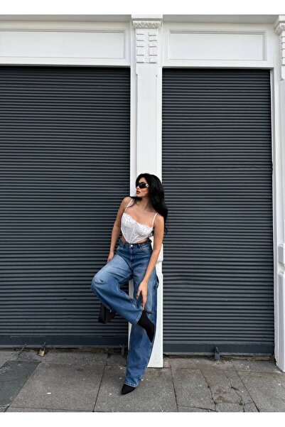 Rabona Fashion Brooklyn High Waist Carpenter Wide Leg Jean