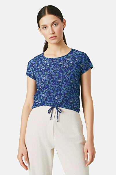 Amara Reya Women Round Neck Short Sleeve Allover Print Top, Multicolor