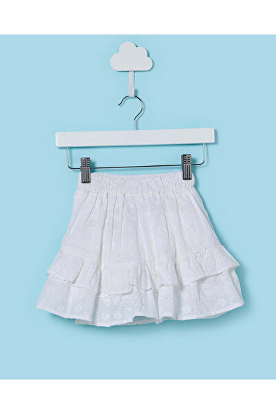 REDTAG Infant Girls White Schiffli Casual Skirt