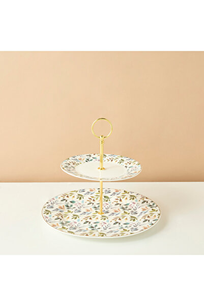 Botanic Printed 2-Tiered New Bone China Cake Stand