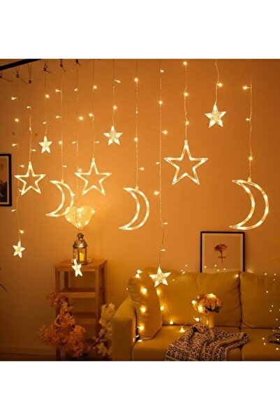 Hediyeleşin Ay Yıldız LED Işık, Ramazan Süslemesi, Gün Işığı, 8 Fonksiyonlu