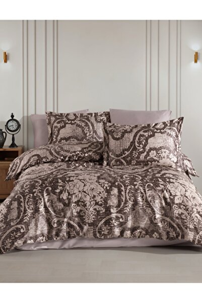 NazeninHome Satin 100% Cotton Double Duvet Cover Set with Elastic Sheets |   ...