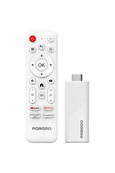 porodo 4k Android Smart Streaming TV Stick with Google Assistant & Voice Control