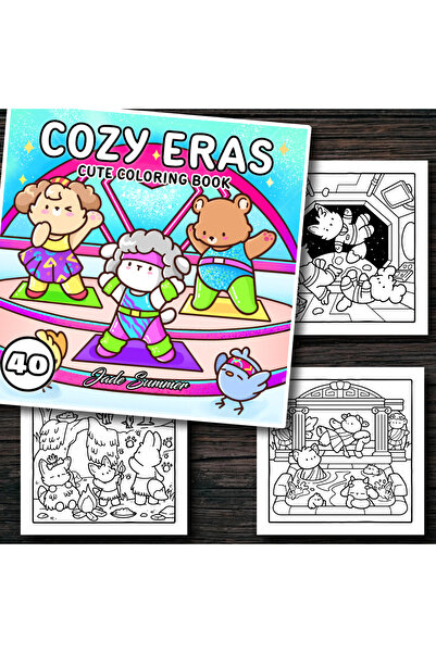 COZY Coloring Book, 40 Eras Illustrations, Laminated Covers