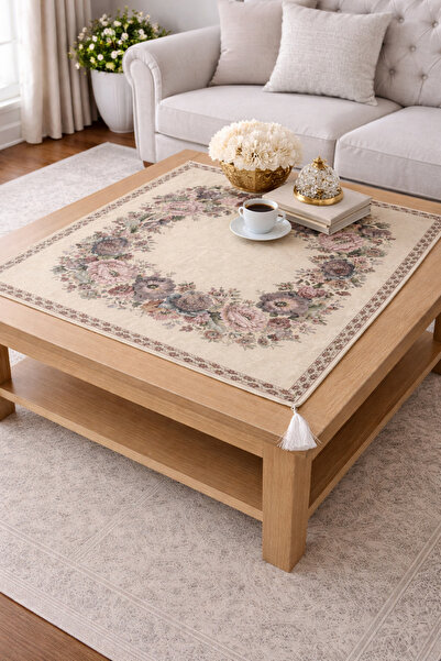 Yeshome Collection Vintage Bouquet 95x95 Goblen Sehpa Örtüsü