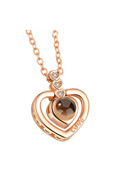 EFAYN.RO Lant dama, Te iubesc in 100 limbi, pandantiv 4 inimioare, cristale i...