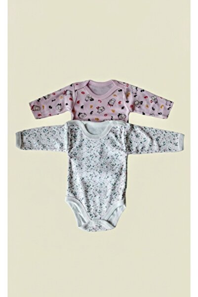 Nayinom Kız Bebek İkili Uzun Kollu Çıtçıtlı Body| 0-3 ay Kız Bebek Zıbın