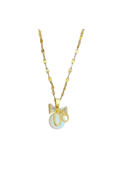 EFAYN.RO Lant dama, pandantiv delicat, model margele cu fundita, reglabil, fa...