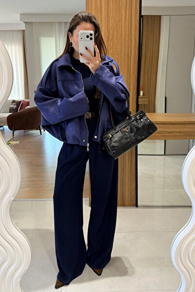 solena sln Γυναικείο παντελόνι Navy Blue Palazzo