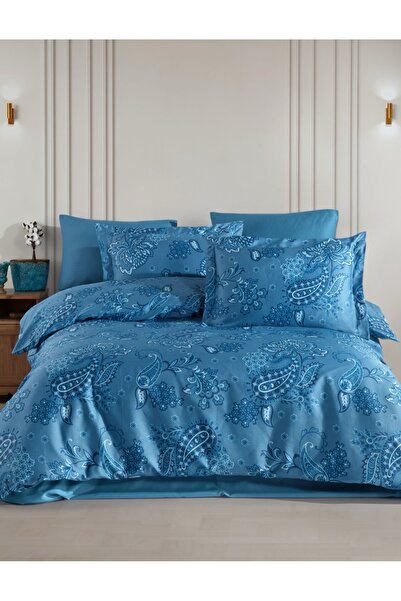 NazeninHome Satin 100% Cotton Double Duvet Cover Set with Elastic Sheets |   ...