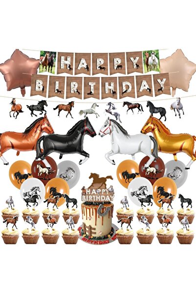 NO BRAND Horse Party Decoration Set for Children's Birthday, 62 Pieces, Birth...