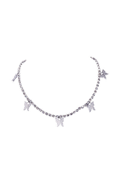 EFAYN.RO Lantic dama argintiu cu strasuri din cristale cu pandantive in forma...