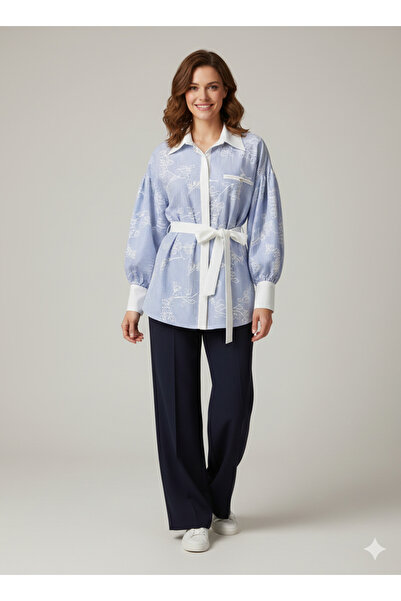 centilmen MY312 Beli Kuşaklı Balon Kol Gömlek 8813