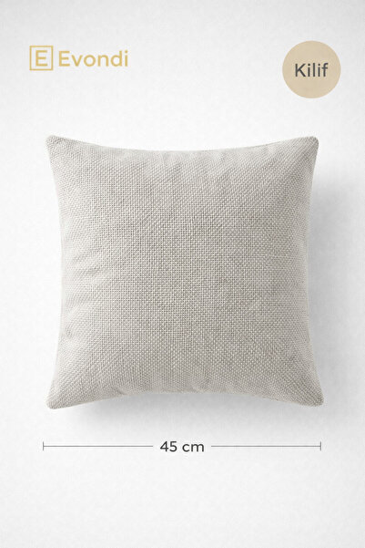 Evondi Off-White Cushion Cover 45X45 – Textured Washable Fabric, Modern Decor...