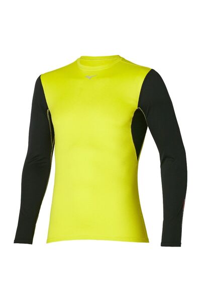 MIZUNO Men's Mid Weight Crew FW 2023 Running Shirt-Lime/Black-S