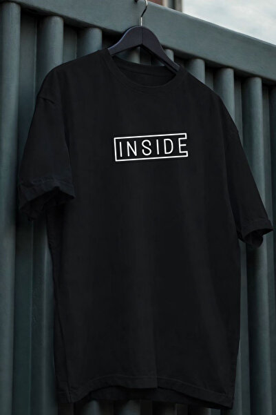 Rivox Unisex Black Oversize Cotton Fabric T-Shirt with Inside Print