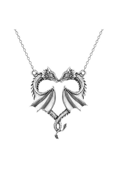 EFAYN.RO Necklace with pendant of dragons in love, romantic heart pattern, un...