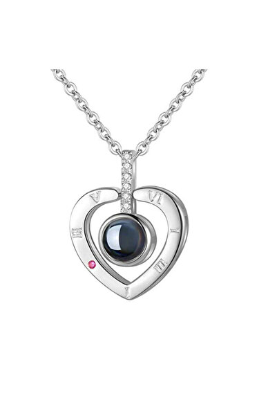 EFAYN.RO Women's necklace, I love you in 100 languages, heart pendant, zircon...
