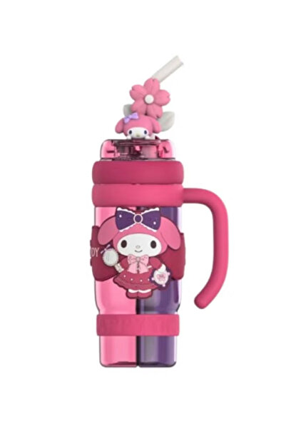 SANRIO زجاجة ماء كبيرة مع شفاطة - 1300 مل، كوب بمقبض لطيف للأطفال