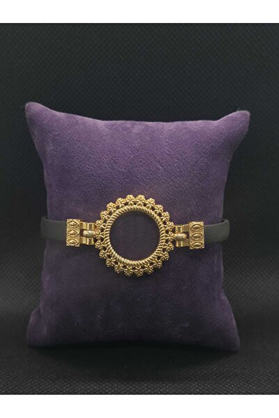 sarıyer silver Altın Takılan Kauçuklu Çelik Bileklik Kadın İp Ayarlanabilir S...