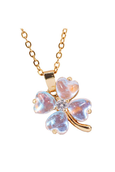 EFAYN.RO Women's chain, four-leaf clover pendant, lucky pattern with crystal,...
