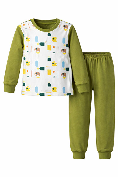 REMSA Children's Cotton Patterned Pajama Set 6068-03 Pistachio Green
