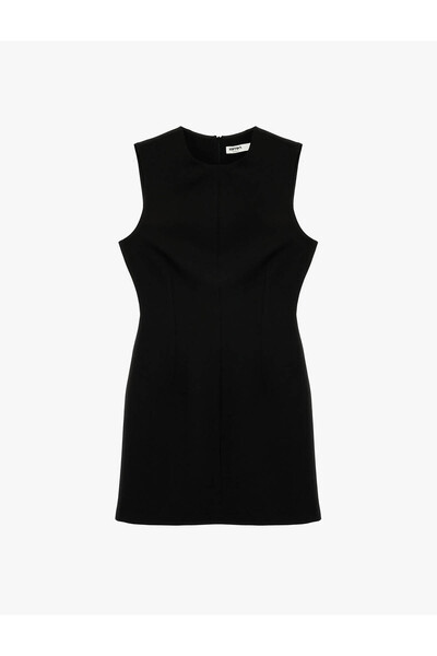 Koton Sleeveless Crew Neck A-Line Mini Black Women's Dress 6Sak80126Uw
