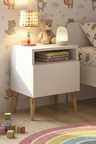 Monte Sehpa Luce Kapaklı Çocuk Odası Komodin Beyaz