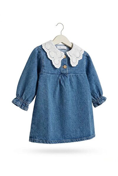 Suem Butik Kız Çocuk Bebe Yaka Kot Elbise