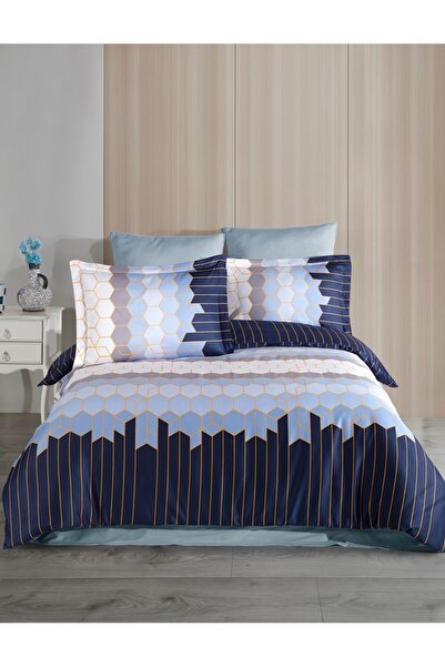 NazeninHome Satin 100% Cotton Double Duvet Cover Set with Elastic Sheets |   ...