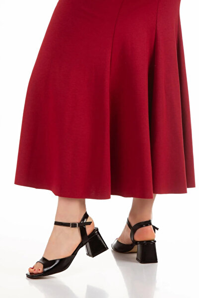 Burando صندل نسائي كلاسيكي أسود بكعب يومي مريح - كعب مريح بارتفاع 5 سم