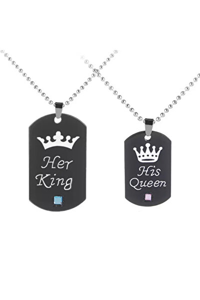 EFAYN.RO Couple chain set with pendant, king and queen model, unisex, silver,...