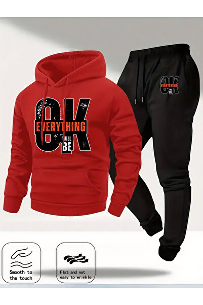 Rayan & Hoor Style Ok Printed Hooded Sweat Suit - Hooded Sweatshirt Top and B...