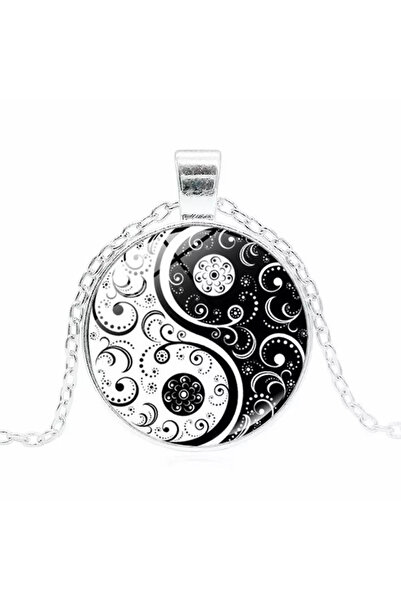 EFAYN.RO Women's chain, round tai chi pendant, ying and yang pattern, adjusta...