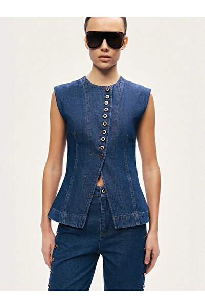 Nocturne METAL DÜĞMELİ DENİM YELEK