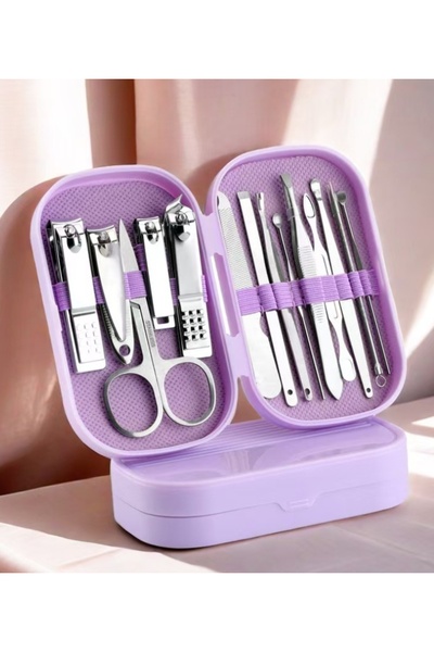 gaman مجموعة العناية بالأظافر والباديكير المكونة من 14 قطعة باللون الأرجواني ...