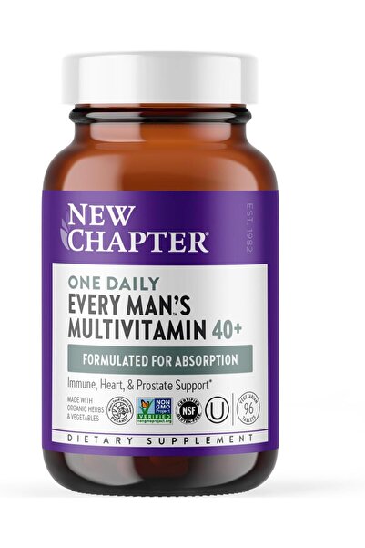 New Chapter Men’s Multivitamin 40+, Extra B6 & B12, D3, Vitamin C & Zinc, Imm...