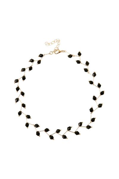 EFAYN.RO Women's necklace, choker model, gold, with black crystals, adjustabl...