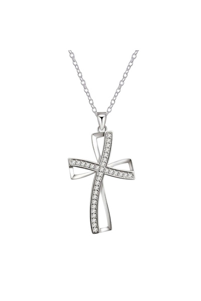 EFAYN.RO Lant dama, pandantiv cruce cu pietre, model religios, tematica holy ...