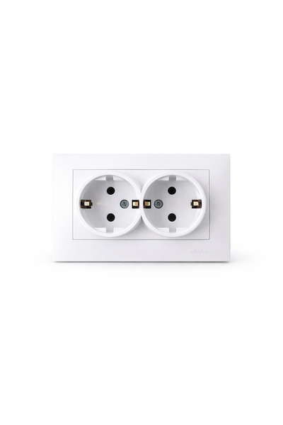 Mutlusan Double Grounded Socket White |   Double Electrical Socket