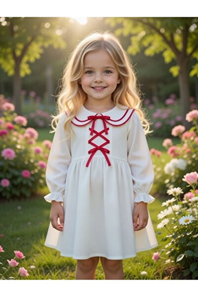 BİLGEN Style Girl's Dress, Festive, Baby Collar, Bowknot, Party, Ball Gown, S...