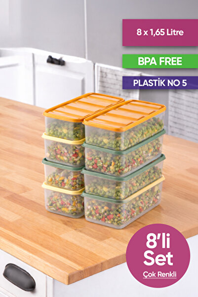 Vinoa مجموعة من 8 حاويات تخزين سعة 8 × 1.65 لتر خالية من مادة BPA، قابلة للغس...